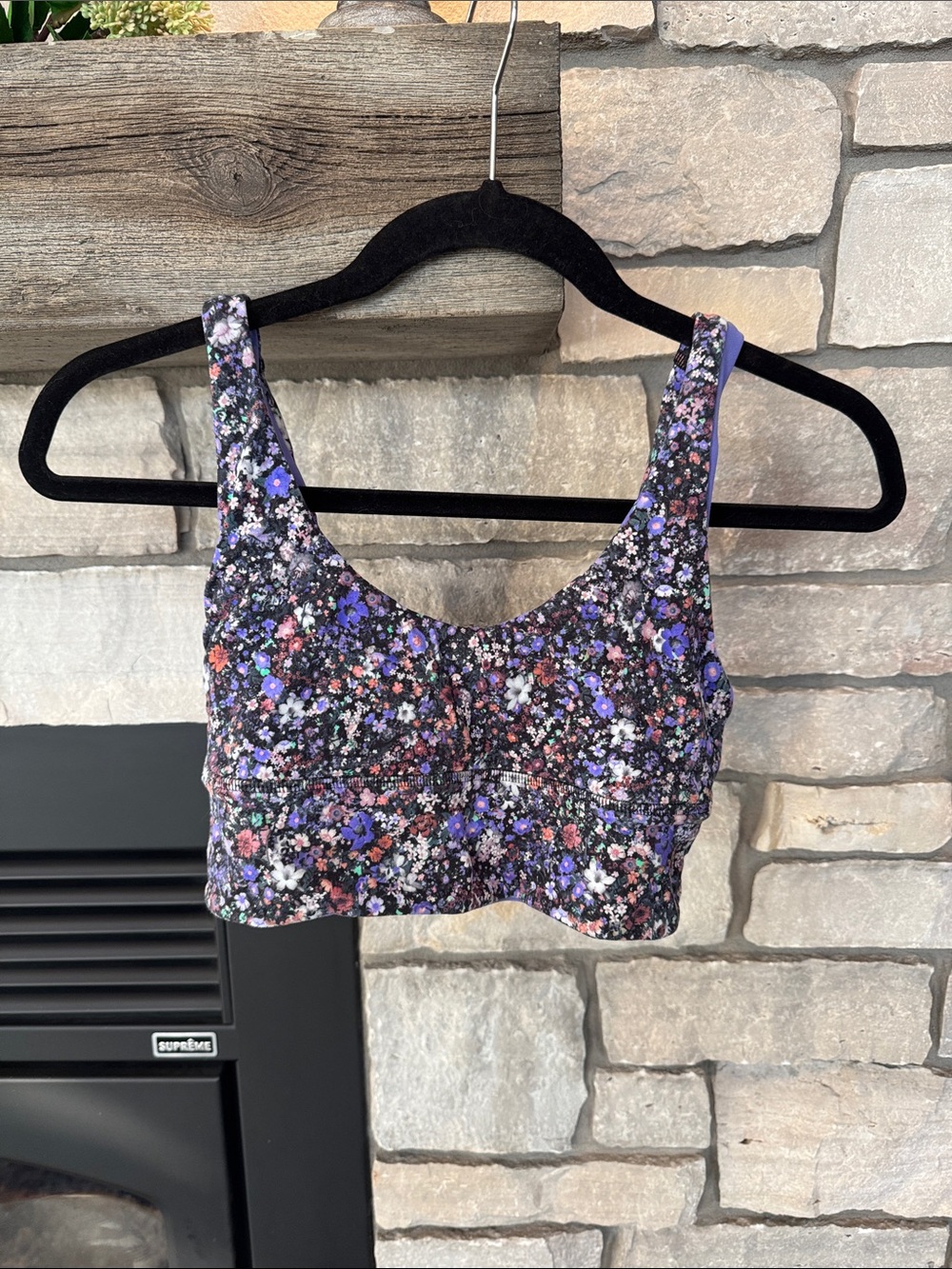 lululemon athletica Floral Scoop Neck Sports Bra - Black & Purple